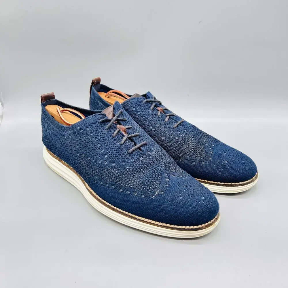 Cole Haan Shoes Mens 10 Blue Knit Grand Wingtip Casual Sneakers Comfort